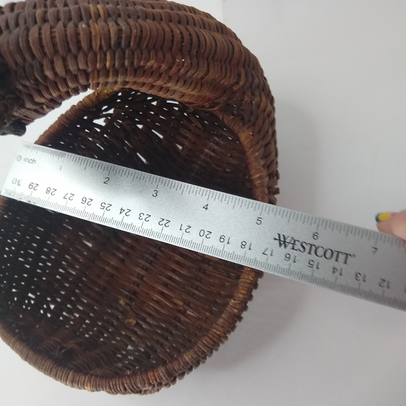 Vintage Christmas Reindeer Wicker Basket Long Boho Chic AS IS Missing Ear - Picture 3 of 7